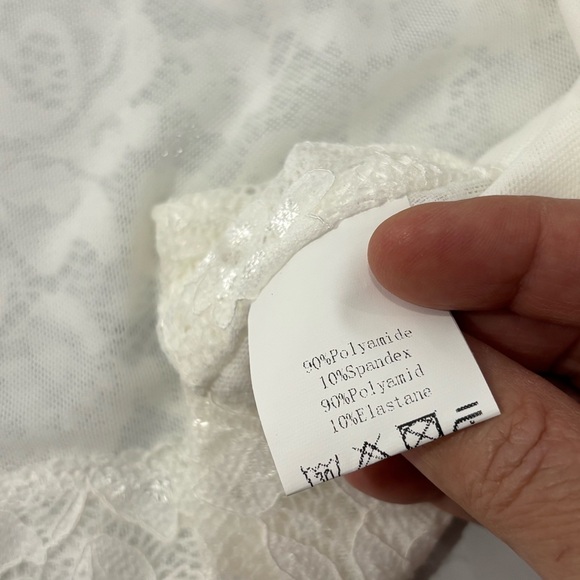 Belle Poque White Lace Cropped Bolero Shrug Long Sleeve Bridal Formal Top 2XL - Picture 10 of 13